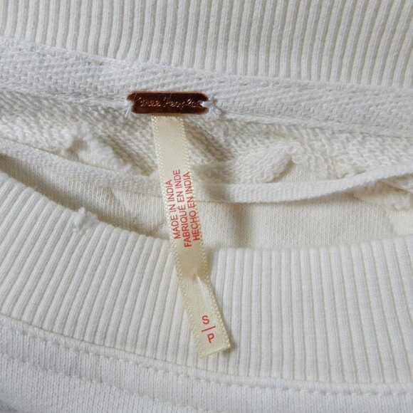 FREE PEOPLE Eleanor Tunic Sweatshirt Mini Dress Size S Oversized Ivory NEW - Picture 8 of 13